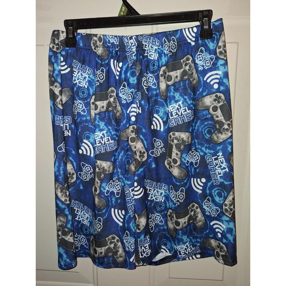PJ Place Gamer Pajama Shorts Youth XL 16 Blue Next Level Gamer Game Controller